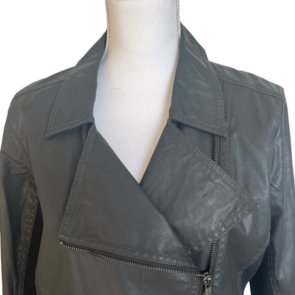 Eileen Fisher Jacket Size M Medium Black Moto Waxed Stretch Knit Classic Capsule - Picture 2 of 13